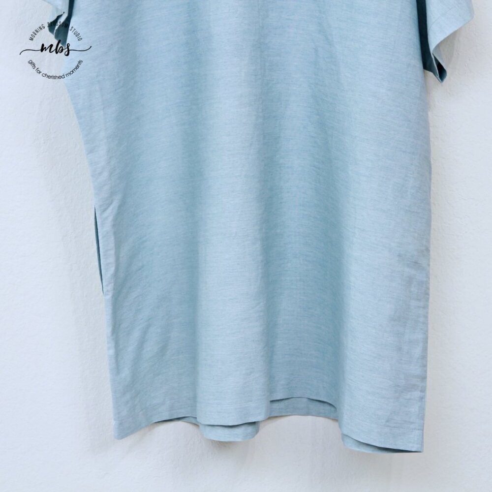 BLQ Square Neck Short Sleeve Hidden Pockets Cotton Mini Dress Blue Women Plus 1‎ - Picture 6 of 9
